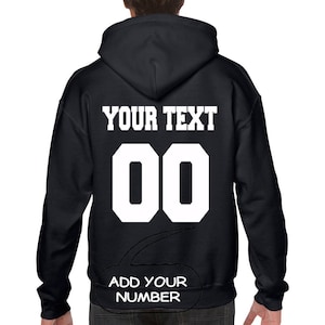 Custom HOODIE Sweatshirt Add Create Your Name Number Back Customized Personalized Football Basketball Baseball Softball Team Jersey Sweater