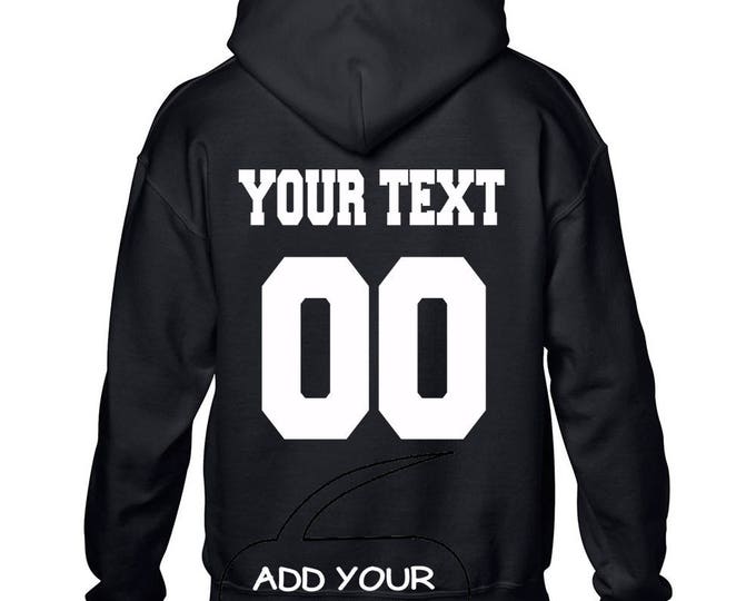 Custom HOODIE Sweatshirt Add Create Your Name Number Back Customized Personalized Football Basketball Baseball Softball Team Jersey Sweater