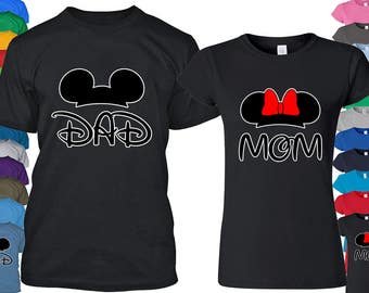 Cartoon Dad Mom T-Shirts: Funny Matching Couple Shirts