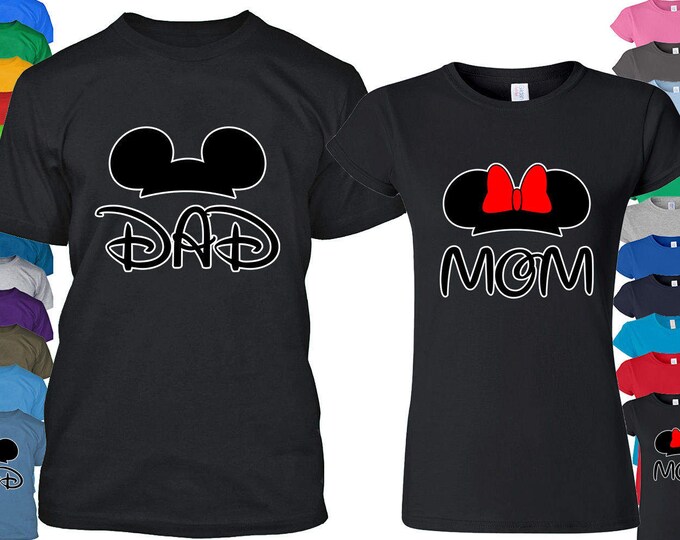 DAD MOM Couple Family TSHIRTS Cartoon Funny Family T-shirt Couple Parents Tee Shirt