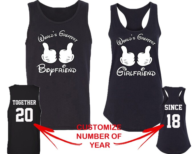 Couple Matching TANK Tops WORLD'S Greatest Boyfriend Girlfriend Together Since Back Side Date Numbers Matching Couple Tank Top Tees