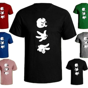 Camiseta de mano de dibujos animados con piedra, papel o tijera - Camiseta de mano de dibujos animados con piedra, papel o tijera