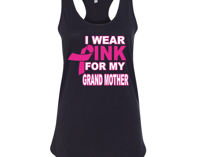 I Wear Pink For My GRANDMOTHER Lady TANK TOP Support Breast Cancer Womens Tee Tank Top