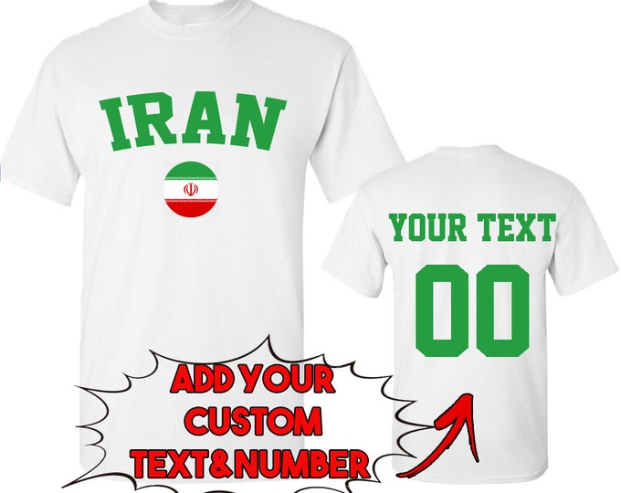 IRAN World Cup Unisex TSHIRT Jersey Custom Text Number Iran Flag Tee Shirt FIFA World Cup Shirt Jersey