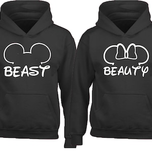 Beast Beauty Unisex Couple Matching Printed Hoodie Long Sleeve Sweatshirt Tee Mouse Ears HOODIE Couple Cartoon Beast Beauty Hoodie Etsy Canada