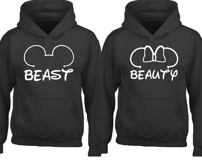 Couple Hoodie Beast Beauty Mouse Ears HOODIE Couple Sweatshirt Cartoon Beast Beauty Hoodie