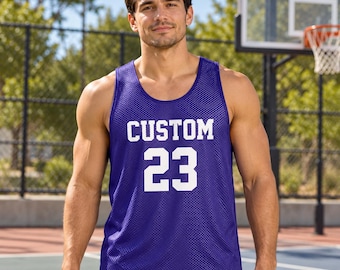 Customized Basketball Tank Top Adult Basketball Jersey Personalized Team Shirt Custom Jersey Name and Number Mesh Reversible Jersey Tank