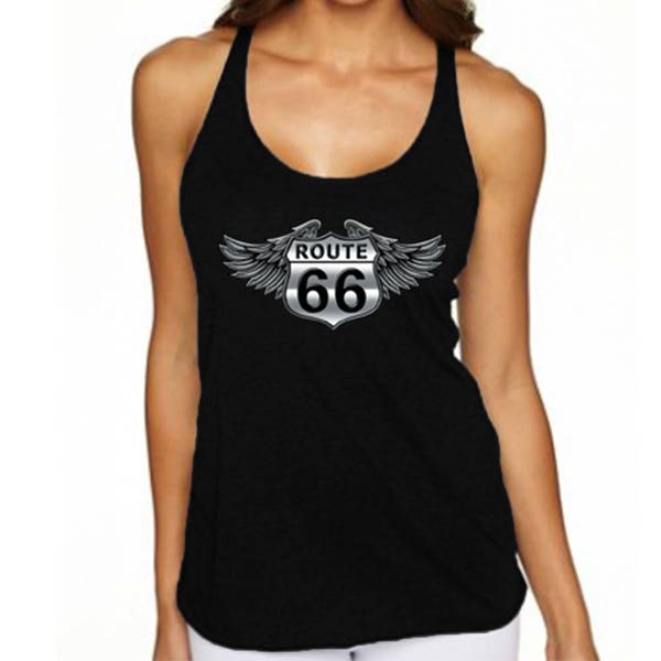 WINGS Route 66 Lady TANK TOP Route Us 66 Women Tank Top Get Your Kick On Route 66