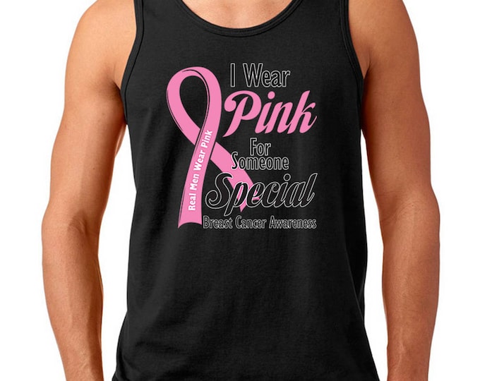 Real Men Wear PINK Man TANK TOP Support Breast Cancer Tee Tank Top Wear Pink Tank Top