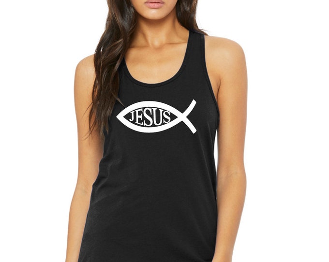 JESUS Fish Tank Top for WOMEN Christian Religious Faith Disciple Church Shirts Jesus Christ Shirts