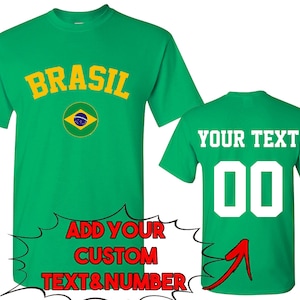 BRASIL World Cup Unisex TSHIRT Jersey Custom Text Number Brazil Flag Tee Shirt FIFA World Cup Shirt Jersey