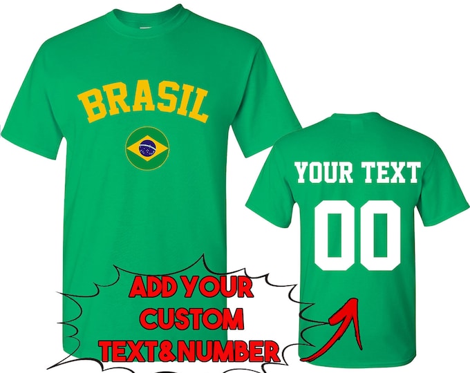 BRASIL World Cup Unisex TSHIRT Jersey Custom Text Number Brazil Flag Tee Shirt FIFA World Cup Shirt Jersey