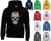 Sugar Skull Lady HOODIE Sweatshirt ROSE EYES Day of Dead Trendy Hooded Sweatshirt Skull Sweater