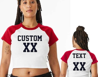 Custom Raglan Baby Tee Crop Top: Y2K Fitted Bella Canvas Shirt