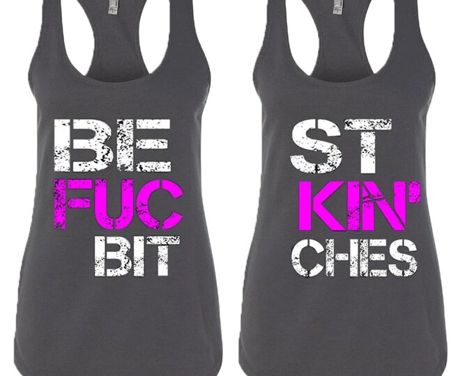 Best Friend Couple Tank Top Charcoal Racerback Tank Top The Best Fashion Best Fucking Friend Tee Couple Tshirt Charcoal Soft Pattern NL6533