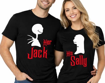 Maglietta di coppia Jack e Sally per Halloween: divertenti magliette in cotone abbinate