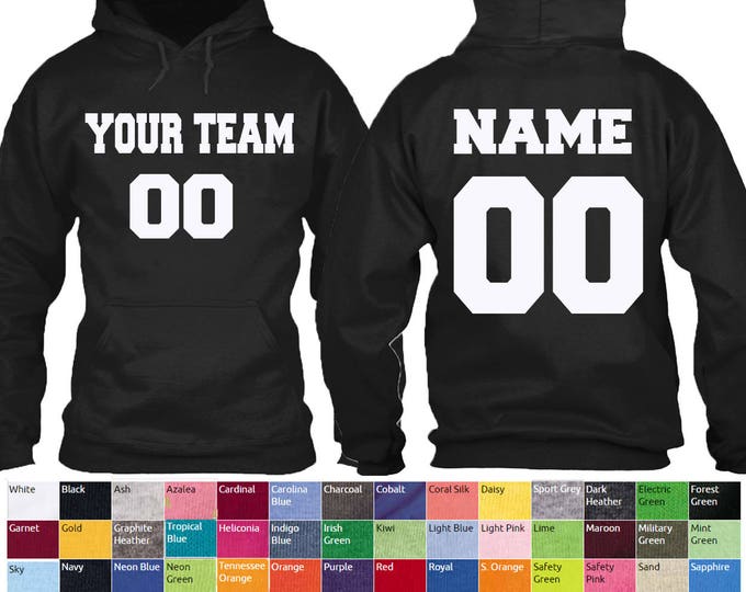 Customized Team Number HOODIE UNISEX Personalize Name Number Text Custom Sweatshirt FRSH