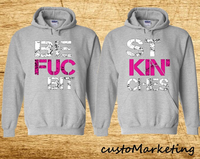Best Friends Couple Hoodie BFB Sweatshirt GRAY Hoodie Best Fucking Bitches Shirts Couple Hoodie BFF Hoodie Best Couple Friends Hoodies