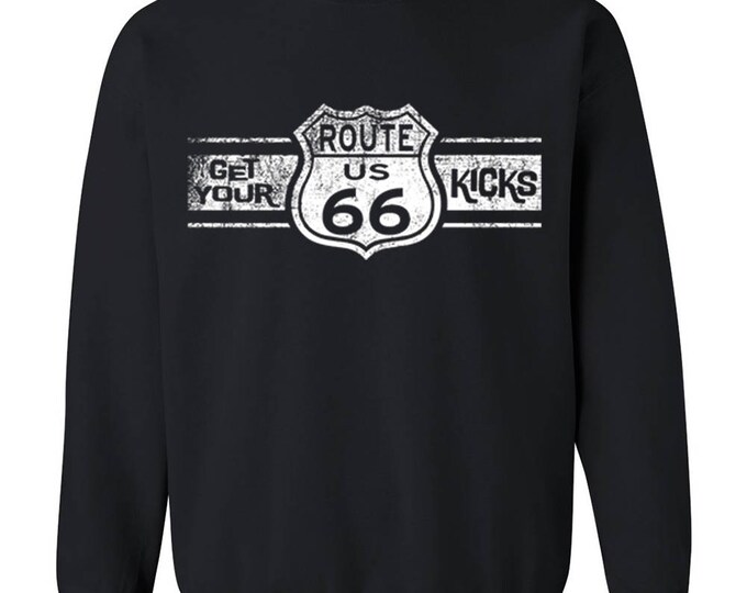 WHITE Route 66 CREWNECK Sweatshirt Route Us 66 Get Your Kick Sweatshirt Sweater
