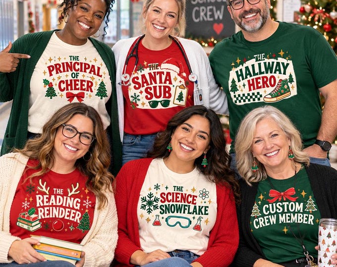 Matching Teacher Christmas Shirts, School Staff Holiday Crew, Custom Teacher Group Shirts, Sweatshirts & Hoodies