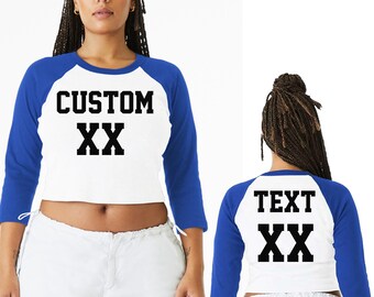 Custom Raglan Crop Top: Y2K Fitted Baby Tee, Personalized Graphic Shirt