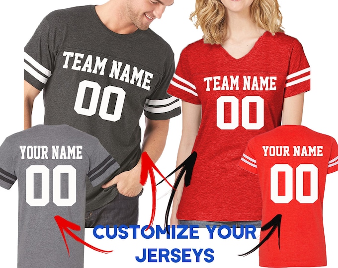Customize Couple Jerseys Tees Shirts Front Back Team and Your Name Number Create Your Custom Couple