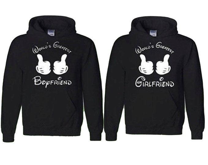 Couple Hoodie Worlds Greatest Boyfriend Worlds Greatest Girlfriend Matching Sweatshirts Love Couple Hoodie  Fast Prior ---- BLACK-BLACK
