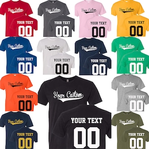 Custom Script with Personal Front Back T-Shirt - Baseball Tail Name Number Add Your Name Number Team Create Your Jersey