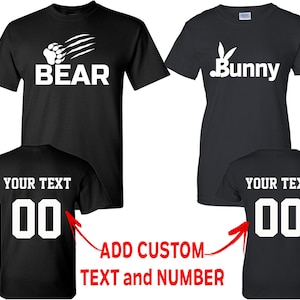 Camisetas a juego para parejas BEAR BUNNY Juntos Desde Parte trasera Fecha Números Parte delantera Parte trasera Camisetas a juego para parejas