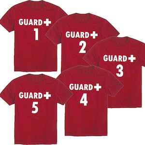 Guard 1 2 3  TSHIRT Halloween Costume Funny Group Party Tshirt Family Friend Shirts LifeGuard Tshirt Beach Part Tee