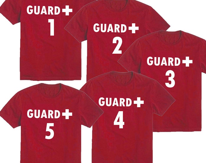 Guard 1 2 3  TSHIRT Halloween Costume Funny Group Party Tshirt Family Friend Shirts LifeGuard Tshirt Beach Part Tee