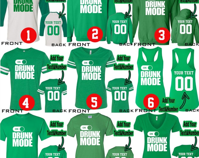 DRUNK MODE St Patrick's Day Tees Beer Drinking Party Clover Shamrock St Pattys Day Shirt