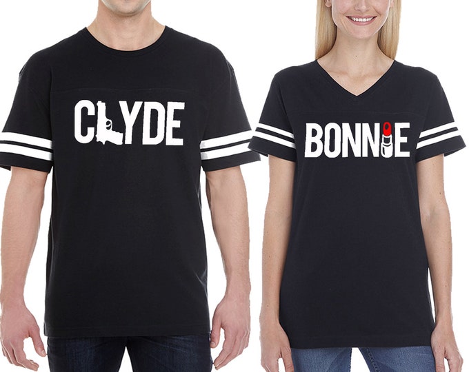 CLYDE BONNIE Fine JERSEY Style Couples Matching Tshirt Jersey Couples Stripes Shirts