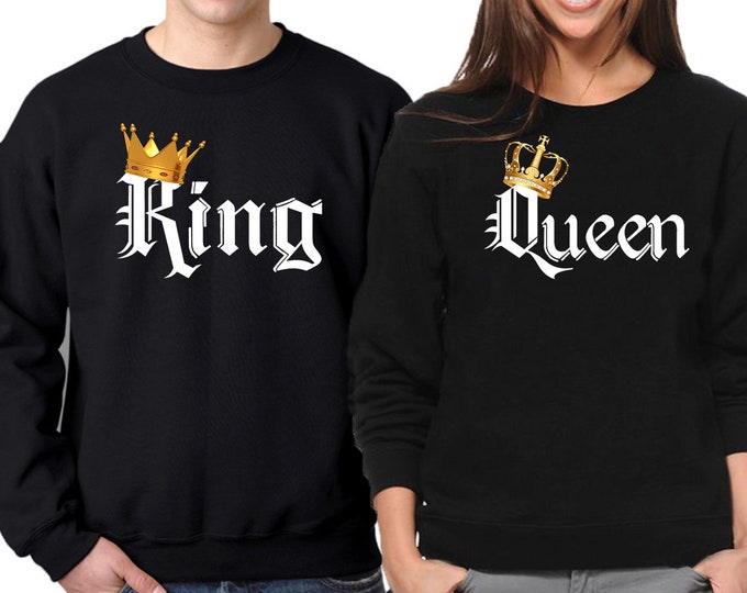 King Queen COLOR Couple Matching CREWNECK Valentines Funny Love Couple Sweatshirt