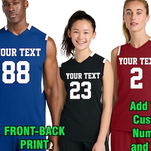 Camiseta personalizada de baloncesto y voleibol: camiseta sin mangas con cuello en V y nombre para hombres, mujeres y jóvenes. Camiseta personalizada del equipo 441.