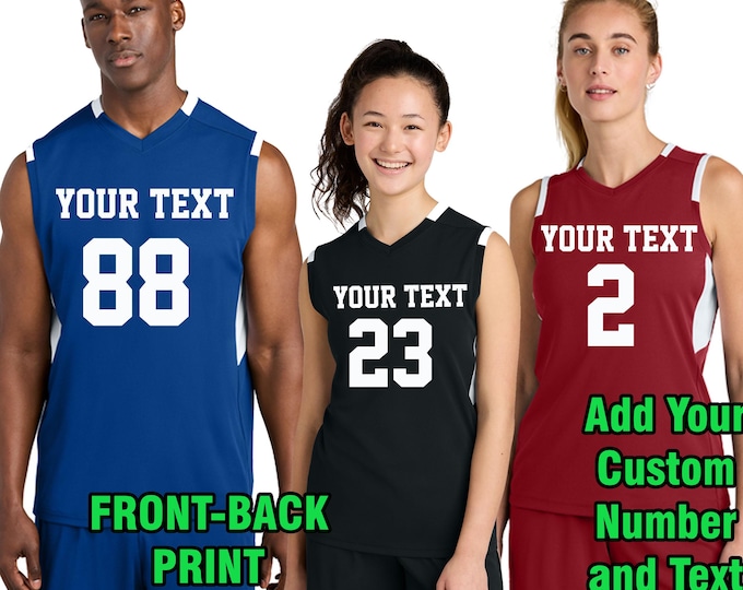 Custom Basketball Volleyball Jersey – Personalized V-Neck Jersey Sleeveless with Name Number for Men Women Youth Customized Team Jersey 441