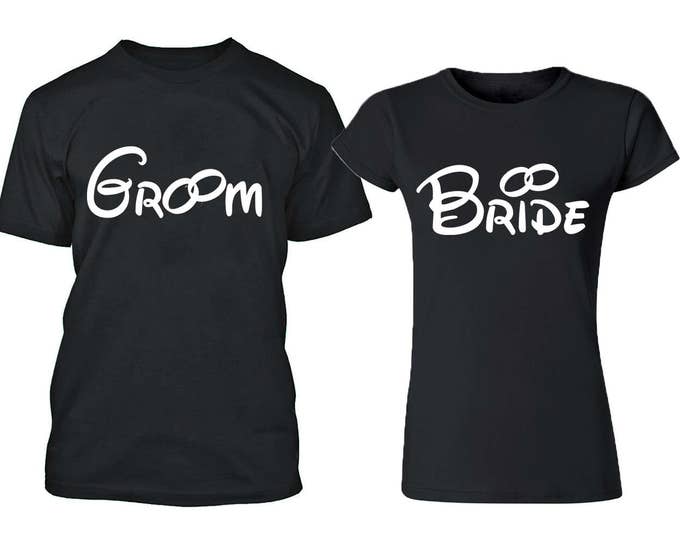 Groom Bride WHITE TSHIRT Hand Made Couple Honeymoon Tshirts Funny Wedding Couple Hubby Wifey Bride Groom Shirt Tee