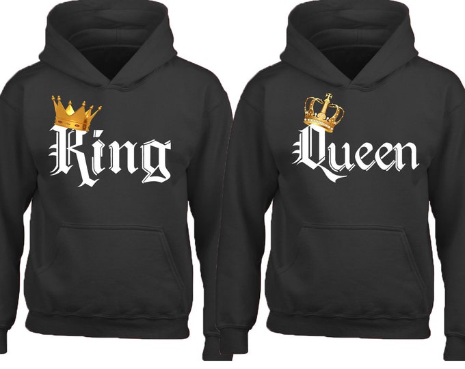 King Queen COLOR Couple Matching HOODIE Valentines Funny Love Couple Sweatshirt