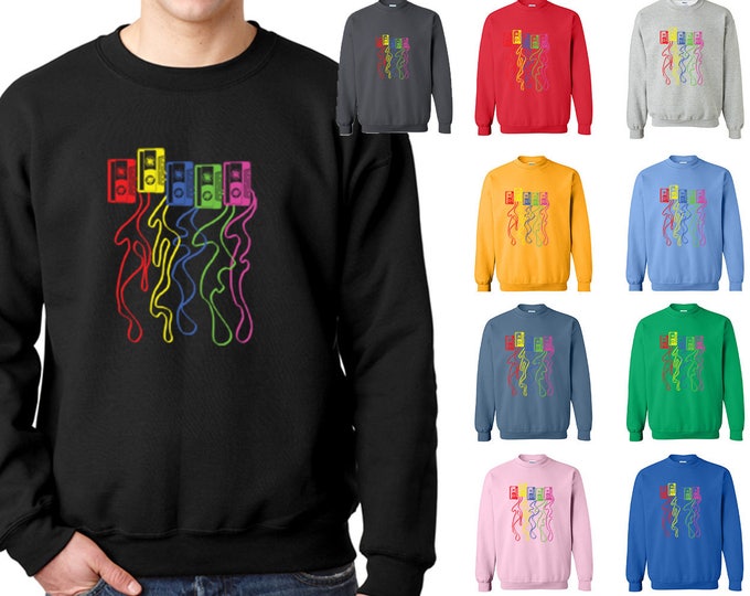 Cassette CREWNECK Sweatshirt Colorful Nostalgia Cassette Type Funny Sweater
