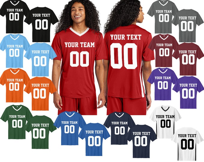 Customizable Football Jersey Style Top - Print Your Name & Number - Adult and Youth Jersey Top All Sizes - Customized Sport Training Outfit