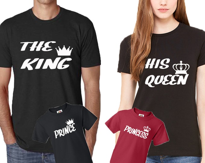 Handmade Family Set The King His Queen Prince Princess TSHIRT WHITE Design Create Your Couple Shirt