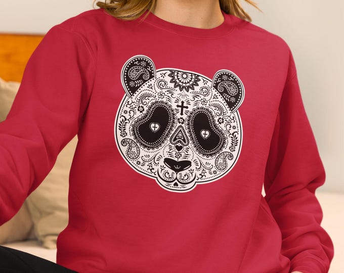 Panda Skull Crewneck Sweatshirt | Gothic Panda Sweater | Soft Cotton Blend Pullover | Alternative Streetwear | Dark Aesthetic Gift