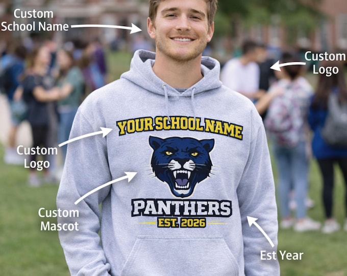 Personalized Panther Team Shirt, Custom School Mascot T-Shirt, Custom Name & Number Option, High School College Spirit Wear