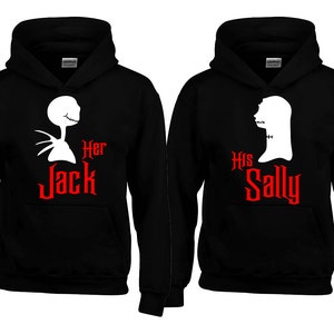 Sudaderas con capucha para parejas de Halloween de Jack y Sally: Conjunto de sudaderas a juego imagen 2