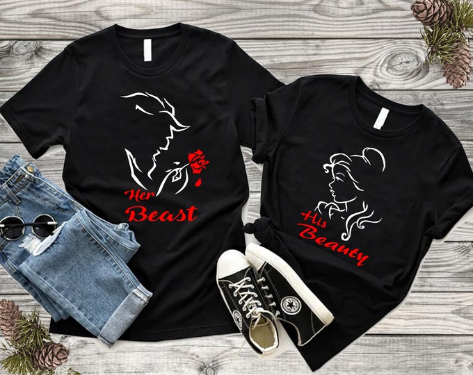 His Beauty Her Beast Couple Shirts Matching Tees Love Matching T Shirts His and Hers New Design Couple Shirts Boyfriend Girlfriend Tee