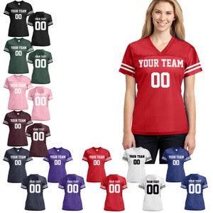 Customized Football JERSEY MESH Personalized Football Jersey Team Adult WOMEN Jersey Make Your Own Jersey Name and Number Football Vneck Tee