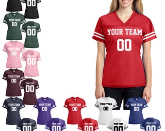 Customized Football JERSEY MESH Personalized Football Jersey Team Adult WOMEN Jersey Make Your Own Jersey Name and Number Football Vneck Tee