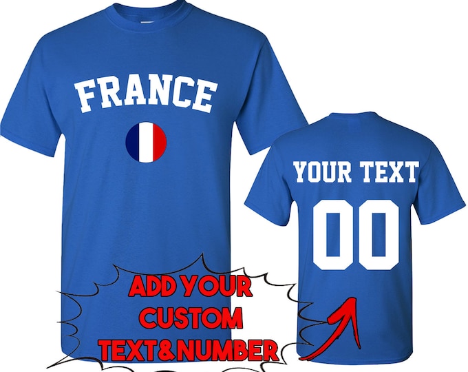 FRANCE World Cup Unisex TSHIRT Jersey Custom Text Number France Flag Tee Shirt FIFA World Cup Shirt Jersey
