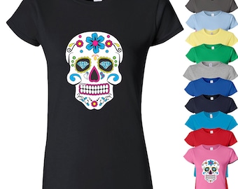 Sugar Skull LADY TSHIRT Day of the Dead Mexican Celebration Tee Shirt Calavera Dia de los muertos Skull T-shirt Skull