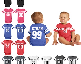 Maillot de football personnalisé pour nouveau-né Nom et numéro de body en jersey personnalisé pour bébé Maillot personnalisé pour enfants T-shirt en jersey de taille nouveau-né